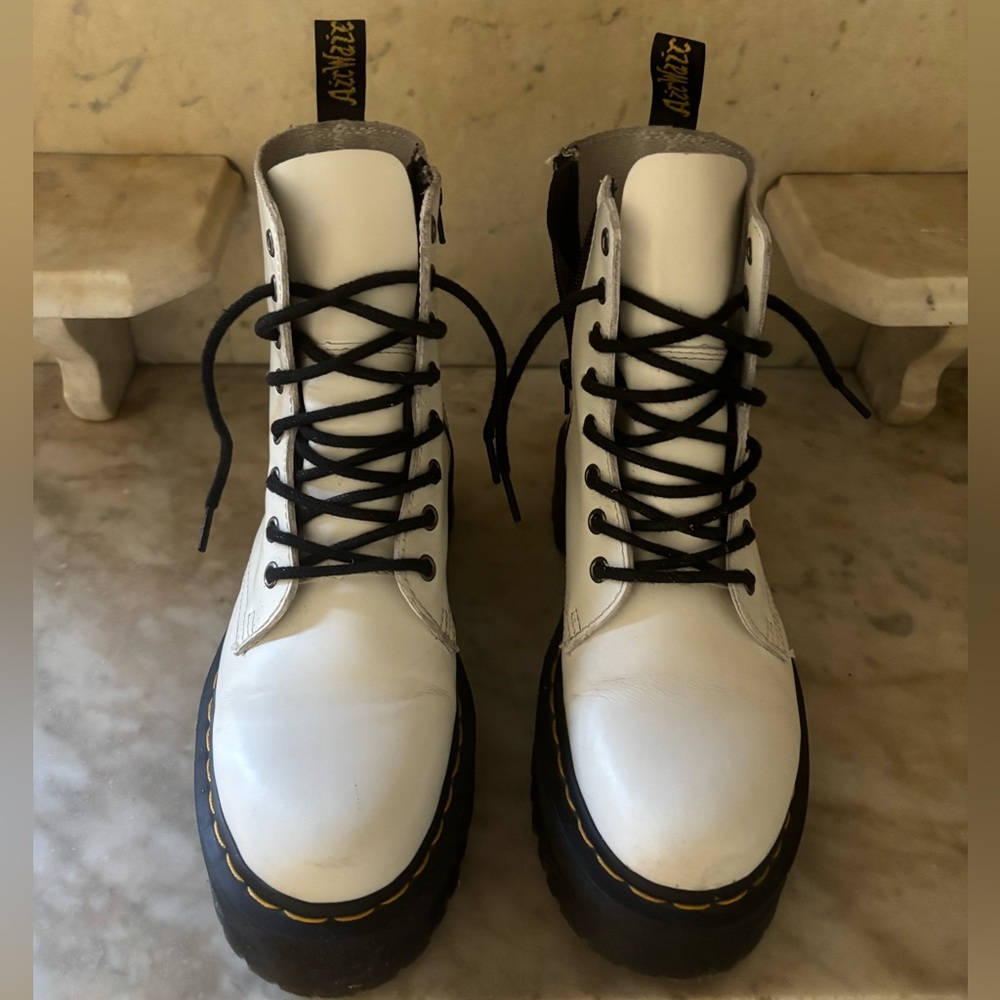 Dr Martens White Jadon Boot Leather